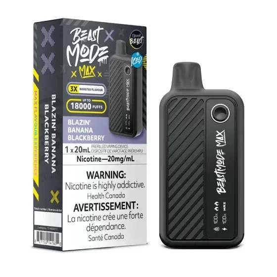 Blazin’ Banana Blackberry (Iced) by Flavour Beast Max 18000 Puff 20ml – Disposable Vape [ON]