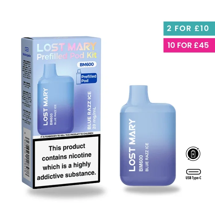 Blue Razz Ice – Lost Mary BM600 Pre-Filled Pod Kit