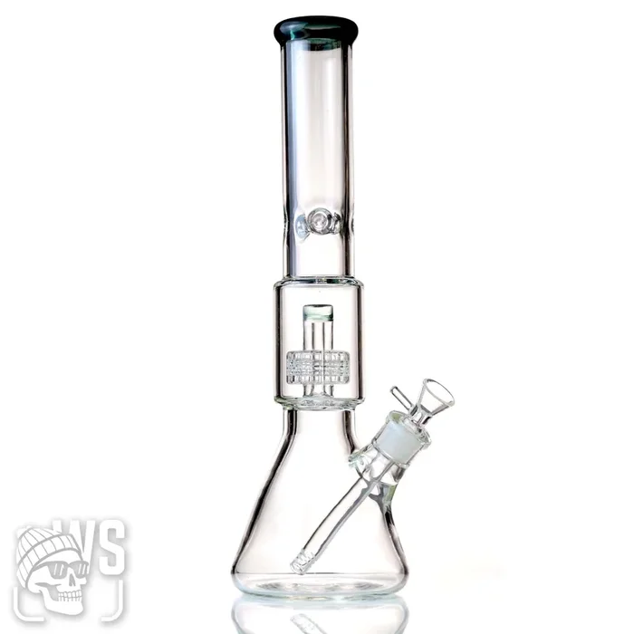 CLEAR GLASS BEAKER BONG WITH MATRIX PERC