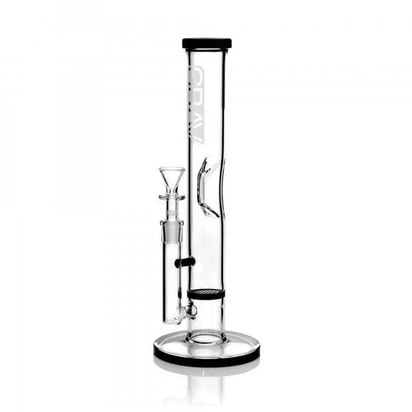 GRAV Medium Straight Base w/ Disc Water Pipe – Black Accent