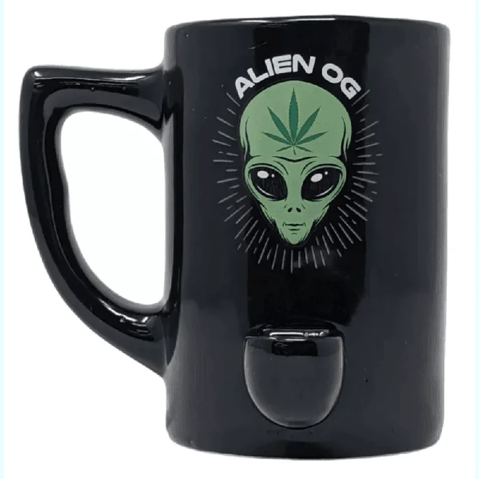 High Point Ceramic Alien Imprint Mug Hand Pipe – Dual-Function Coffee Mug