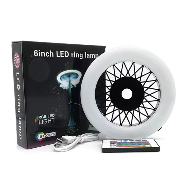 HOOKAH LED RING LIGHT RECHARGEABLE RGB COLORFUL SHISHA LAMP WITH GRID BUCKLE
