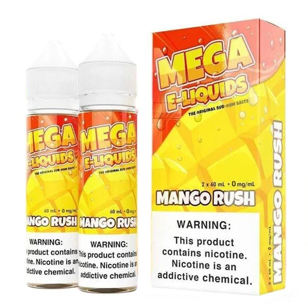 Mega Series E-Liquids 120mL – Freebase – 60mL 2-Pack – Mango Rush, 06mg