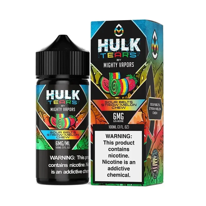 Sour Belts Straw Melon Chew | Mighty Vapors Hulk Tears | 100mL