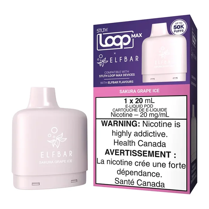 STLTH Loop Max X Elf Bar E-Liquid Pod Pack – Sakura Grape Ice 20ml