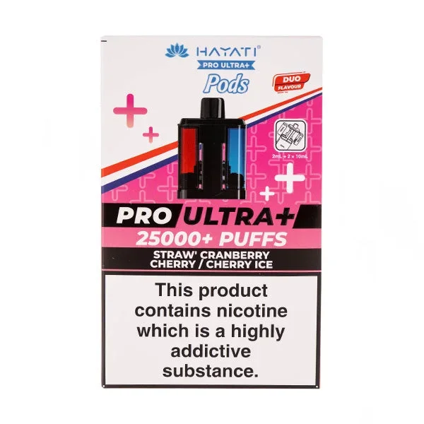 Straw’Cranberry Cherry/Cherry Ice Pro Ultra Plus 25k Prefilled Pod + Refill by Hayati