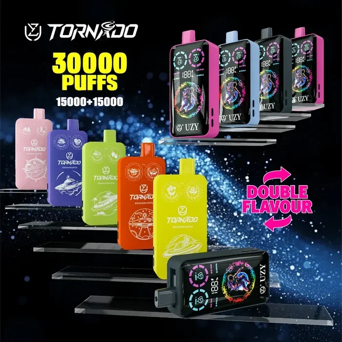 UZY Tornado 30000 30K Puffs Doppelter Geschmack RGD-Bildschirmanzeige Einweg-Vape